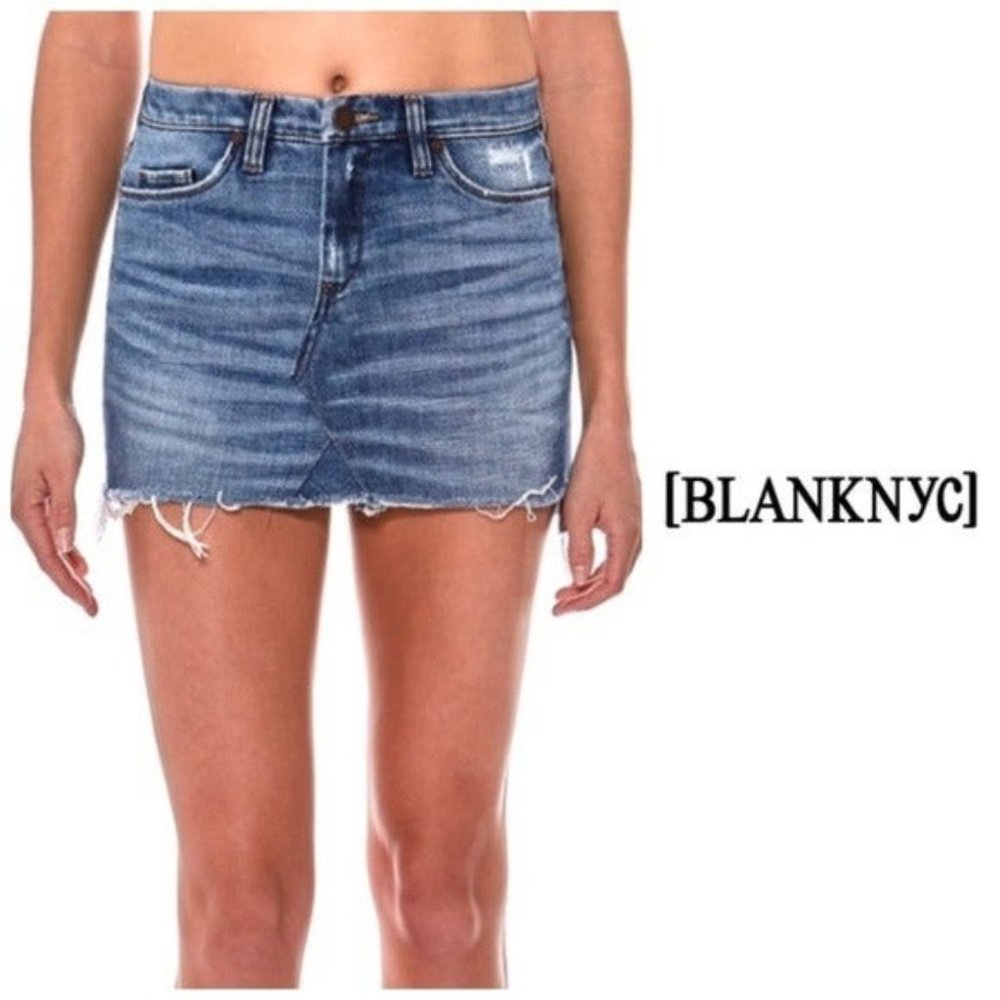 Blank NYC Unfaithful Distressed Denim Mini Skirt sz 27